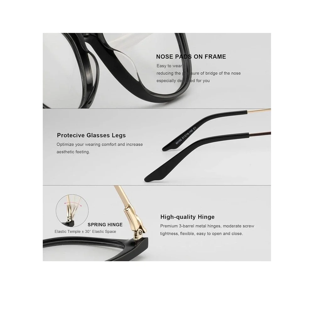 RBPilot RB2162 Black Cat Eye Reading Glasses +0.75 Blue Light Blocking‎ Italy